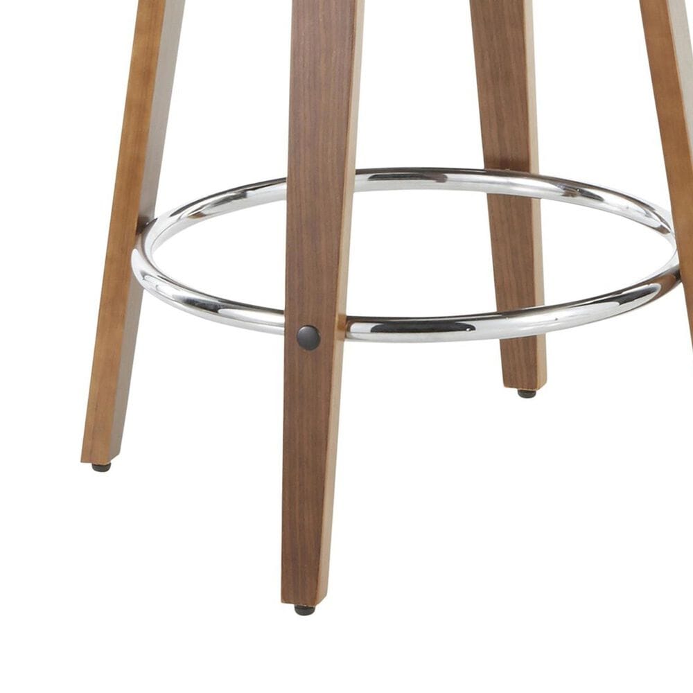 LumiSource Gardenia Swivel Fixed-Height Counter Stool with Charcoal Fabric Upholstery in Chrome and Walnut (Set of 2), , large