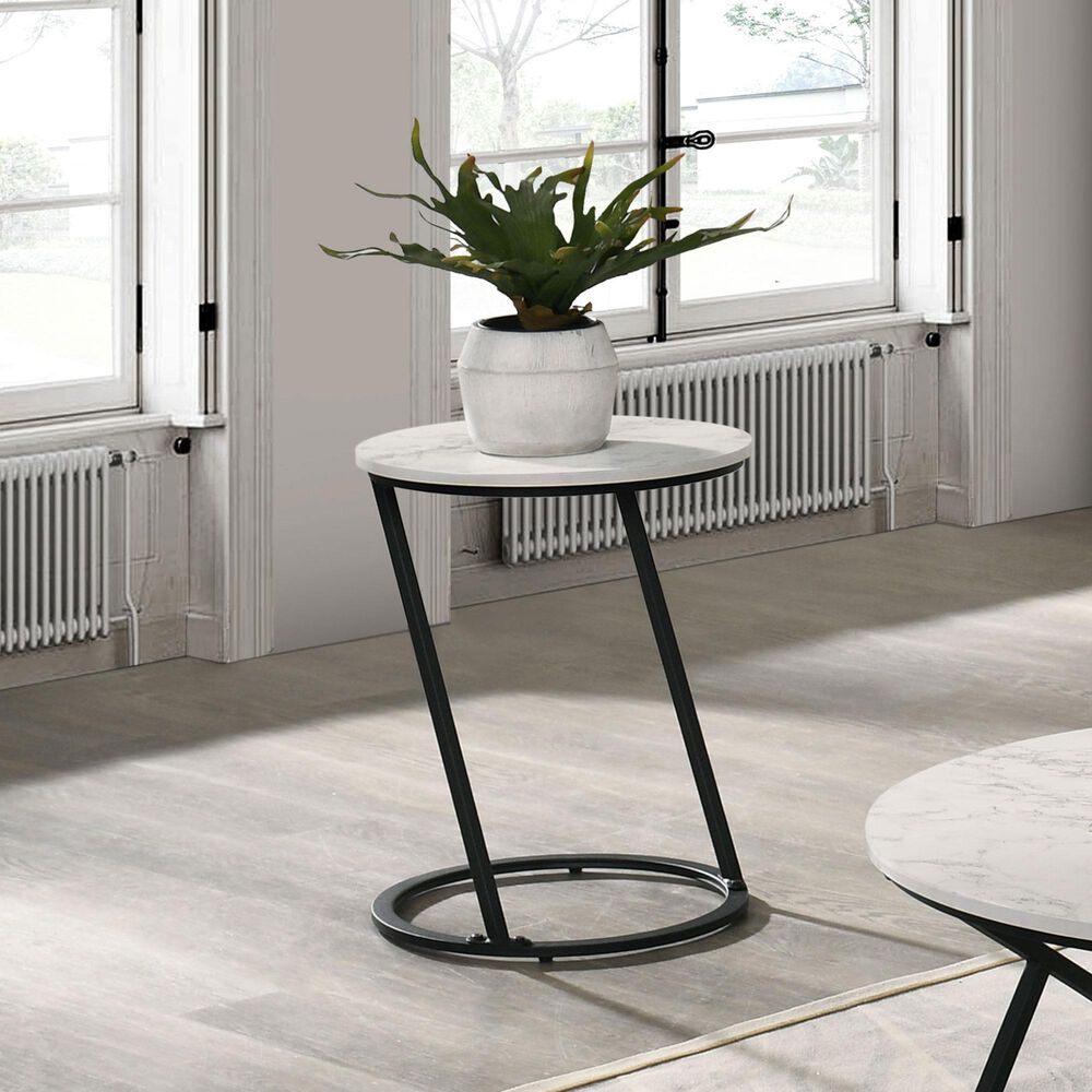 Furniture of America Verat 3-Piece Table Set in White and Black, , large