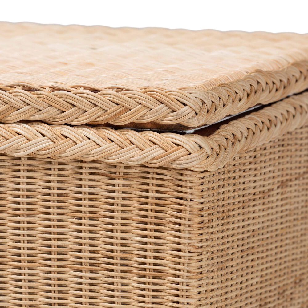 Baxton Studio Caden Storage Bench in Natural, , large