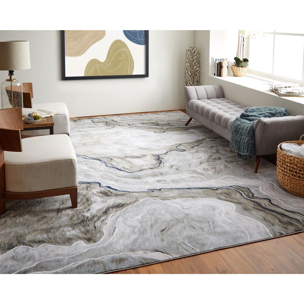 Feizy Gaspar 8&#39; x 11&#39; Gray and Ivory Area Rug, , large