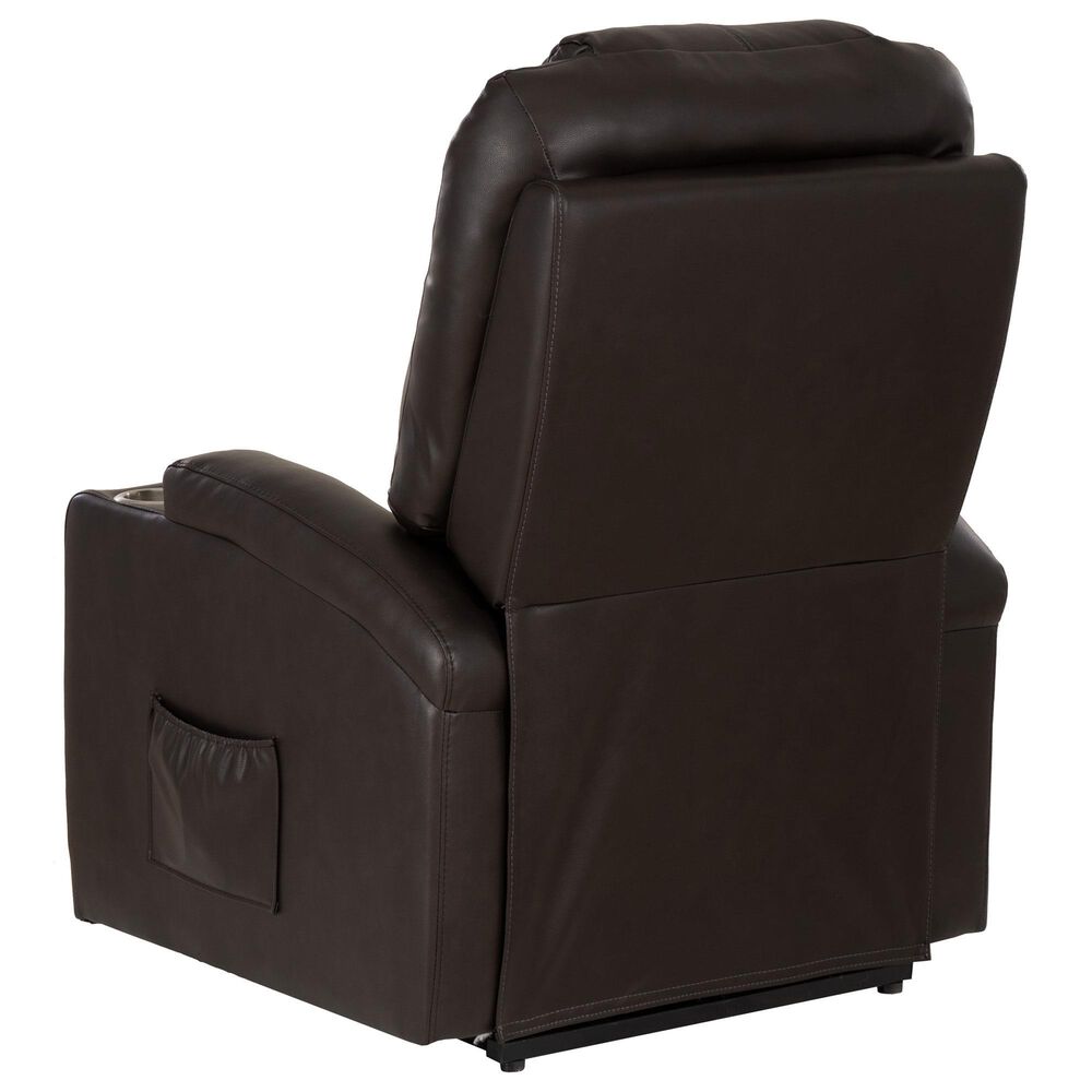 Linon Home Decor Peoria Power Lift Recliner in Chocolate, , large