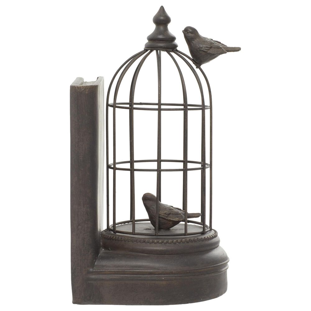 Maple and Jade Birdcage Bookends in Dark Brown &#40;Set of 2&#41;, , large