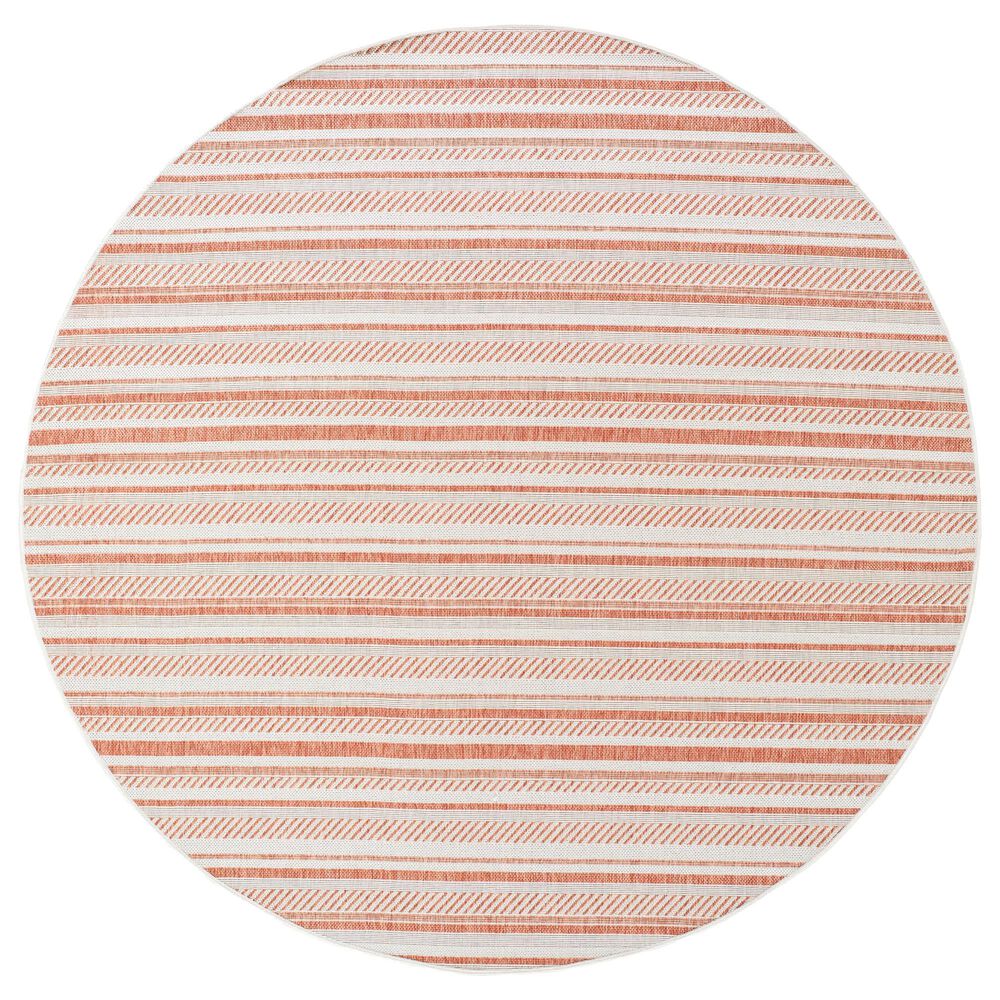 Surya Eagean EAG-2423 Rust, Ivory, Dusty Pink and Dusty Coral 6"7" Round Indoor/Outdoor Area Rug, , large