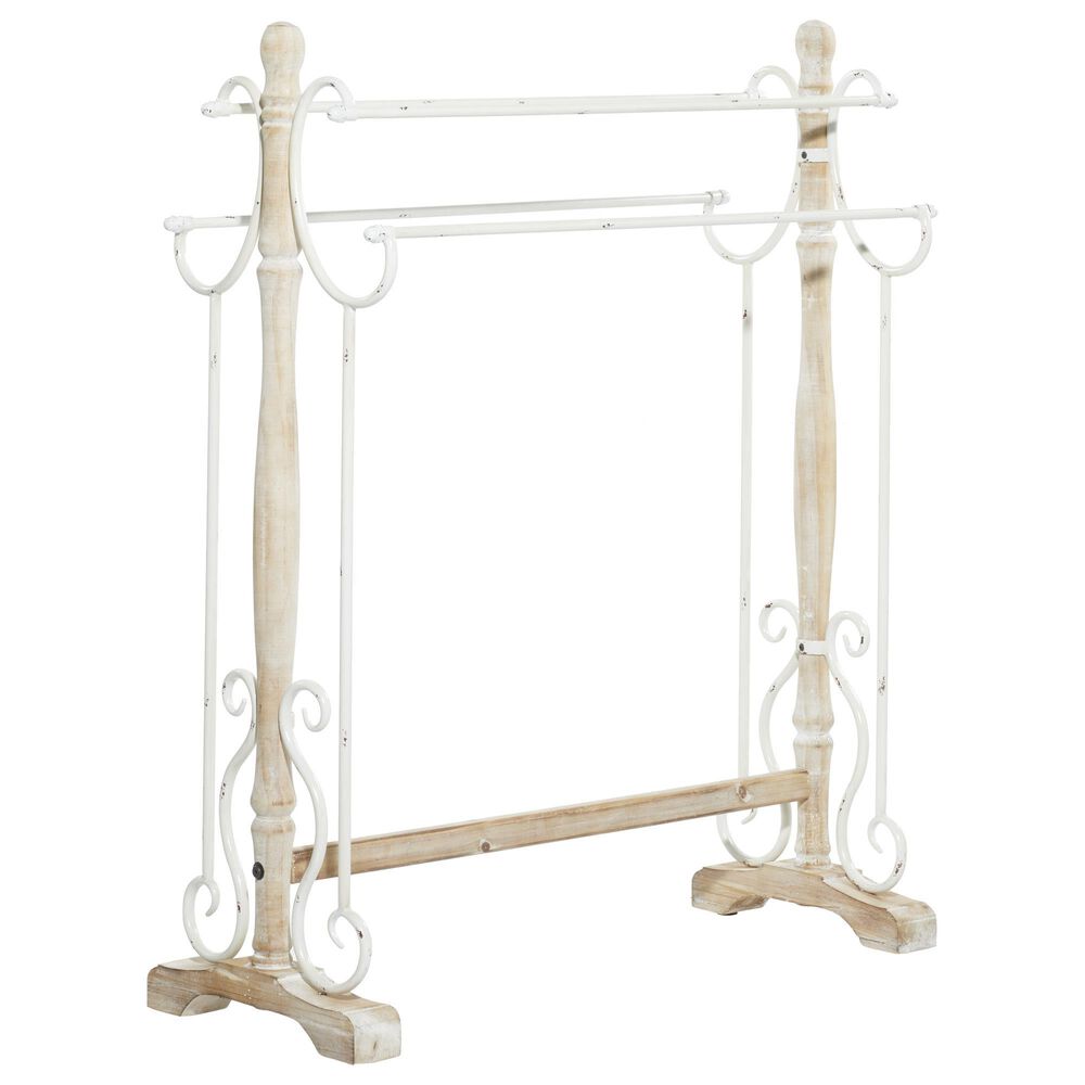 Maple and Jade 40" Farmhouse Wood Quilt Rack in Light Brown, , large