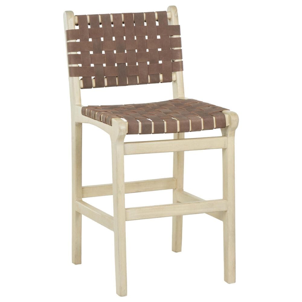 Maple and Jade Handmade Woven Kitchen Bar Stool with Brown Cushion in Light Brown, , large