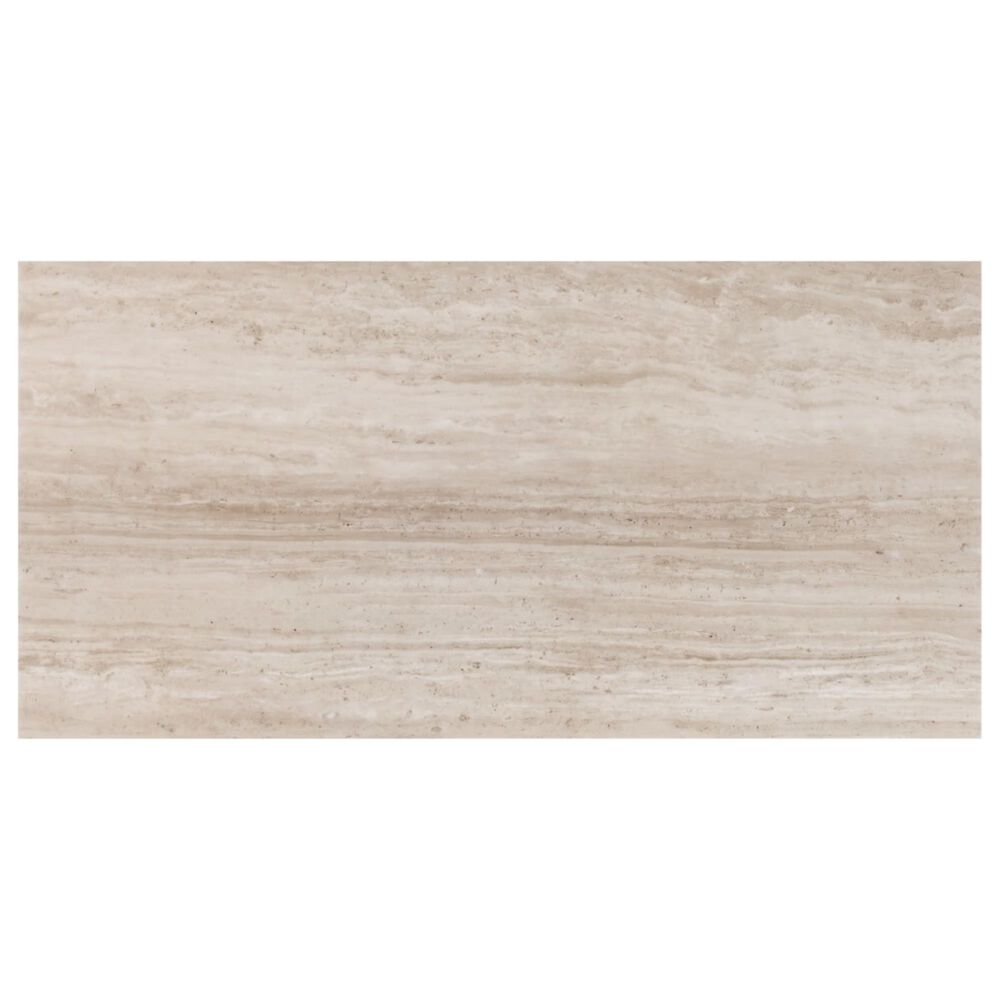 Soho Studio Zenit Taupe Beige 12" x 24" Travertine Look Polished Porcelain Tile, , large