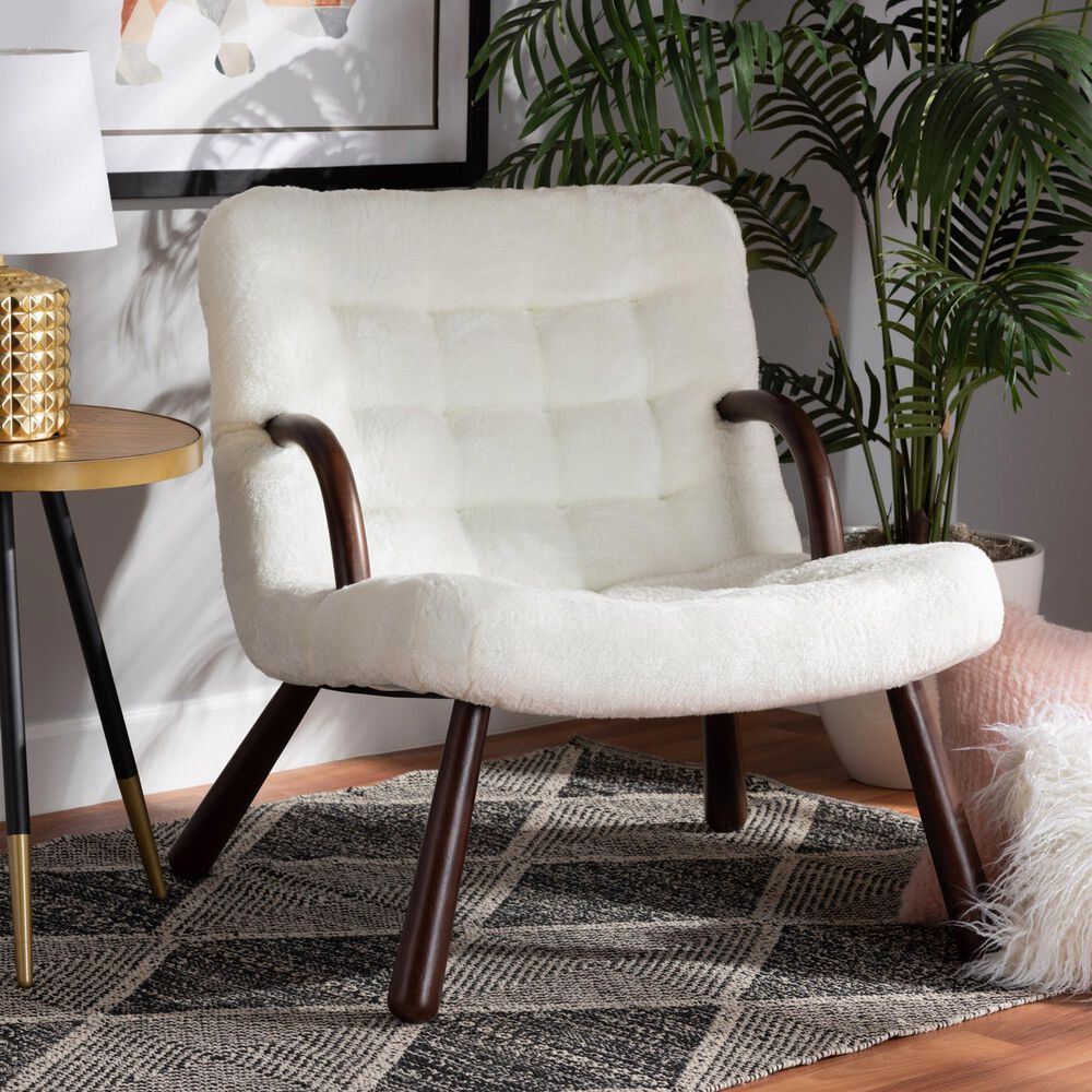 Baxton Studio Eisa Accent Chair in White, , large