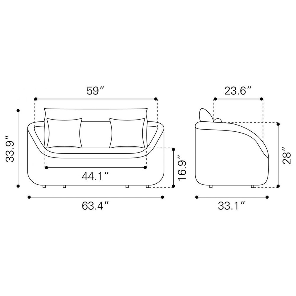 Zuo Modern Coral Reef Loveseat in Gray, , large