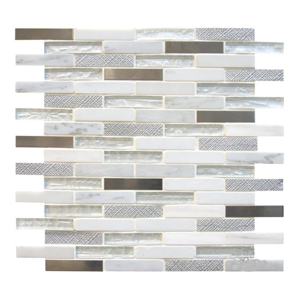 MS International Ocean Crest 12" x 12" Glass/Stone/Metal Mosaic Sheet, , large