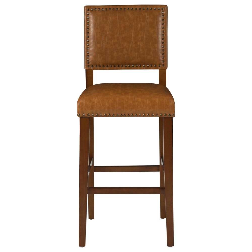 Linon Home Decor Brook Bar Stool in Walnut, , large