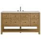 James Martin Vanities Breckenridge 60" Single Bathroom Vanity in Light Natural Oak with 3 cm Eternal Jasmine Pearl Quartz Top and Rectangular Sink, , large