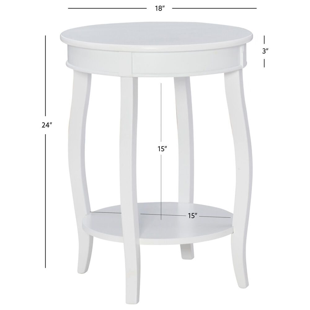 Linon Home Decor Rainbow Round Side Table in White, , large