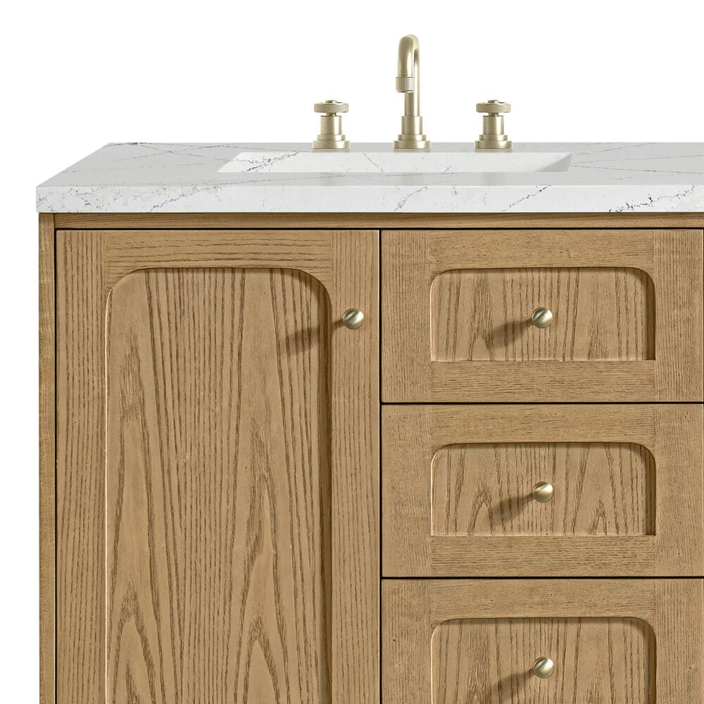 James Martin Vanities Laurent 60&quot; Double Bathroom Vanity in Light Natural Oak with 3 cm Ethereal Noctis Quartz Top and Rectangular Sinks, , large
