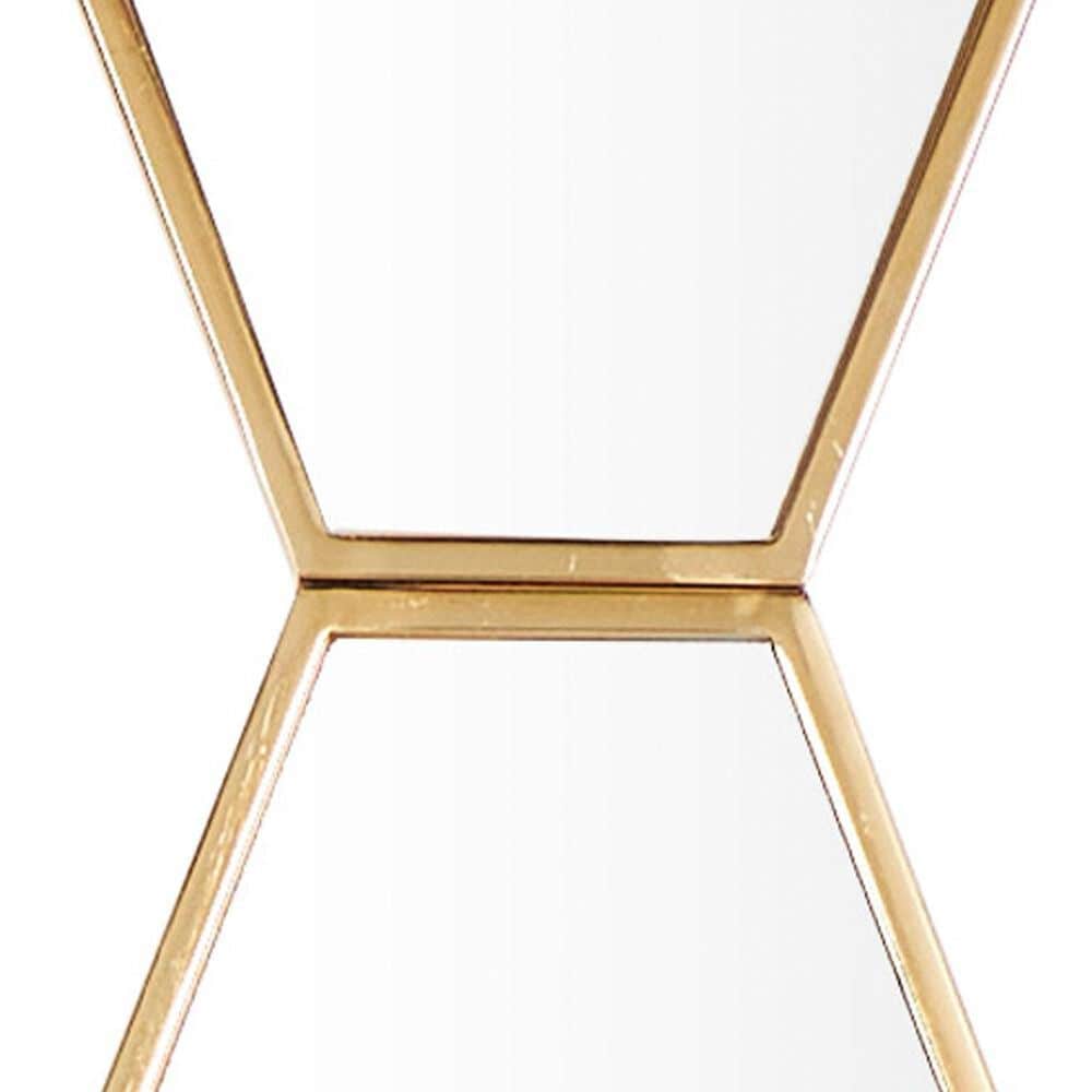 Maple and Jade Metal Geometric Wall Mirror with Diamond and Hexagon Shaped Mirrors in Gold, , large