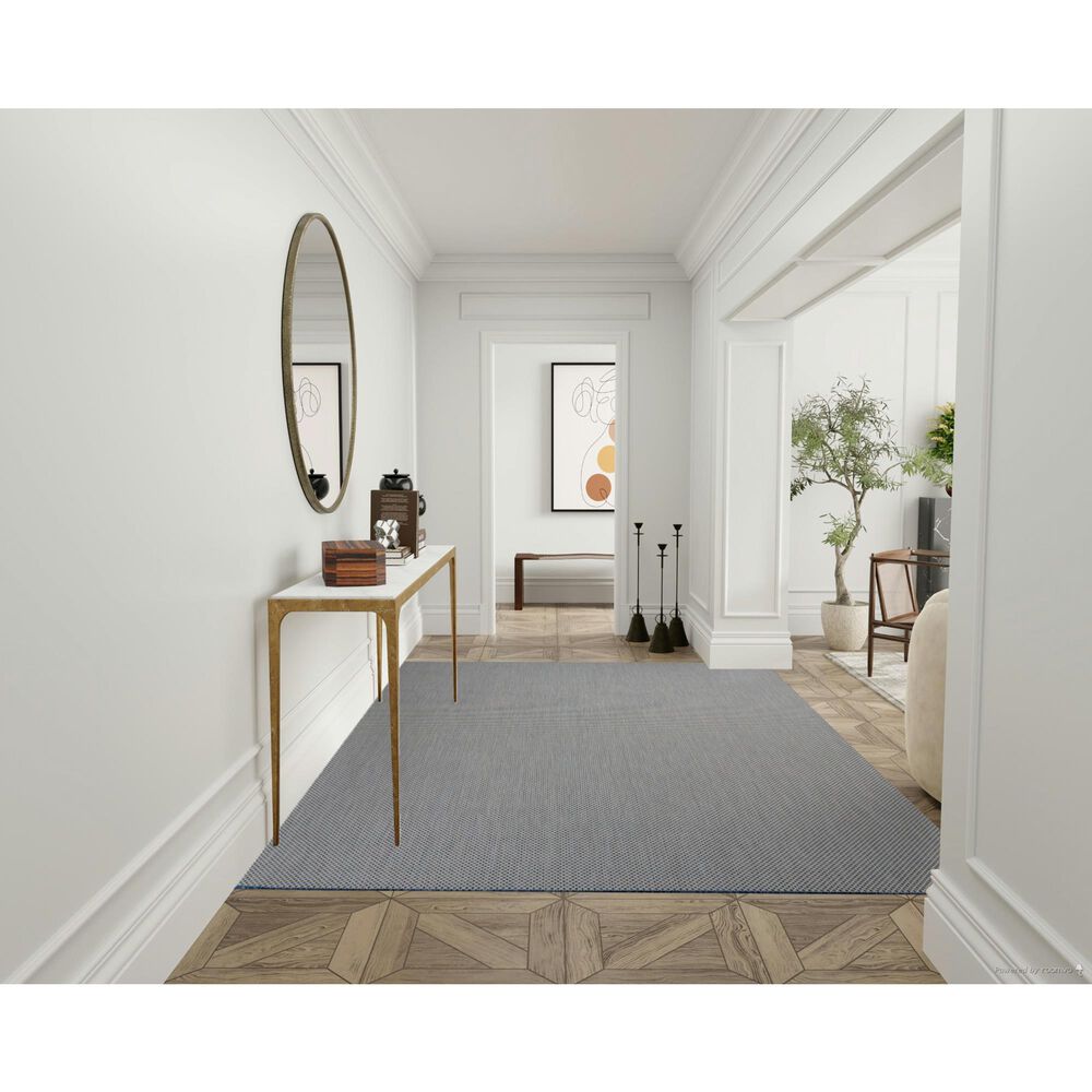 Nourison Courtyard Ivory and Blue 7&#39; x 10&#39; Indoor/Outdoor Area Rug, , large