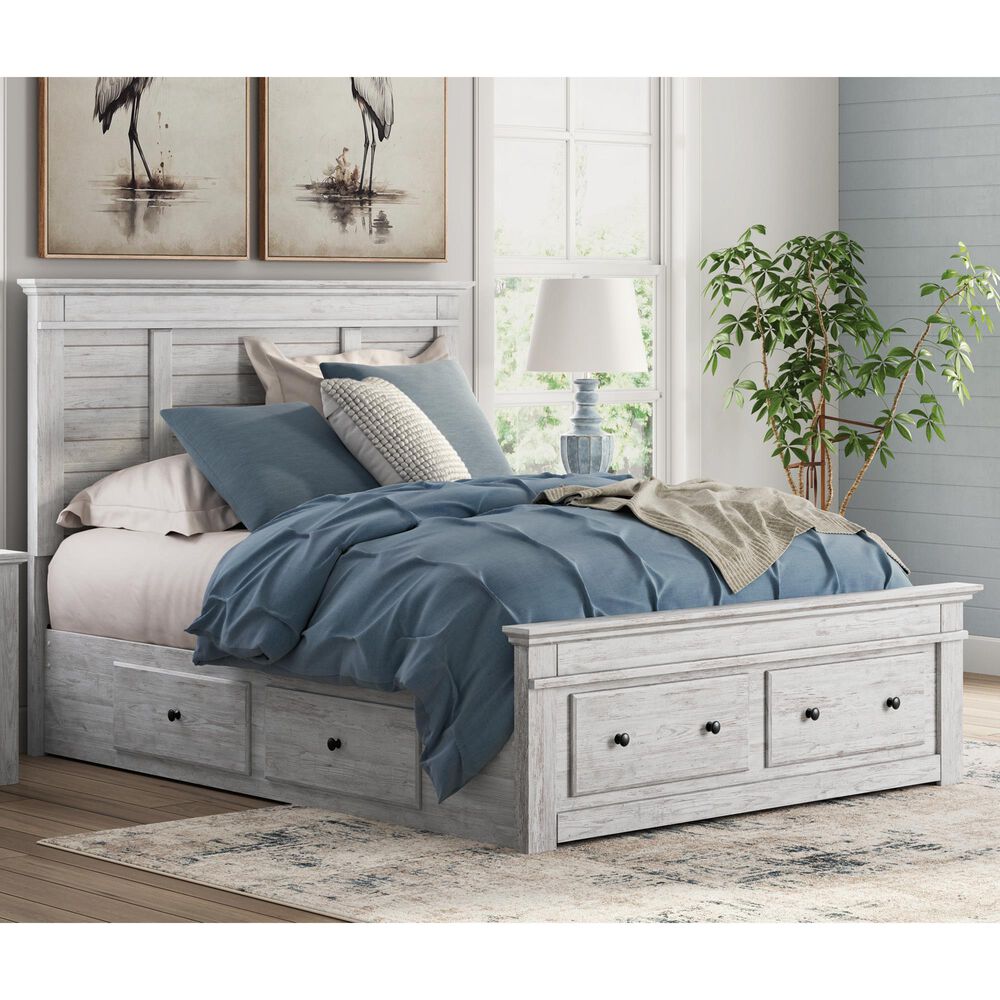 Ashley Makidern Queen Storage Bed with Six Drawers in Whitewash, , large