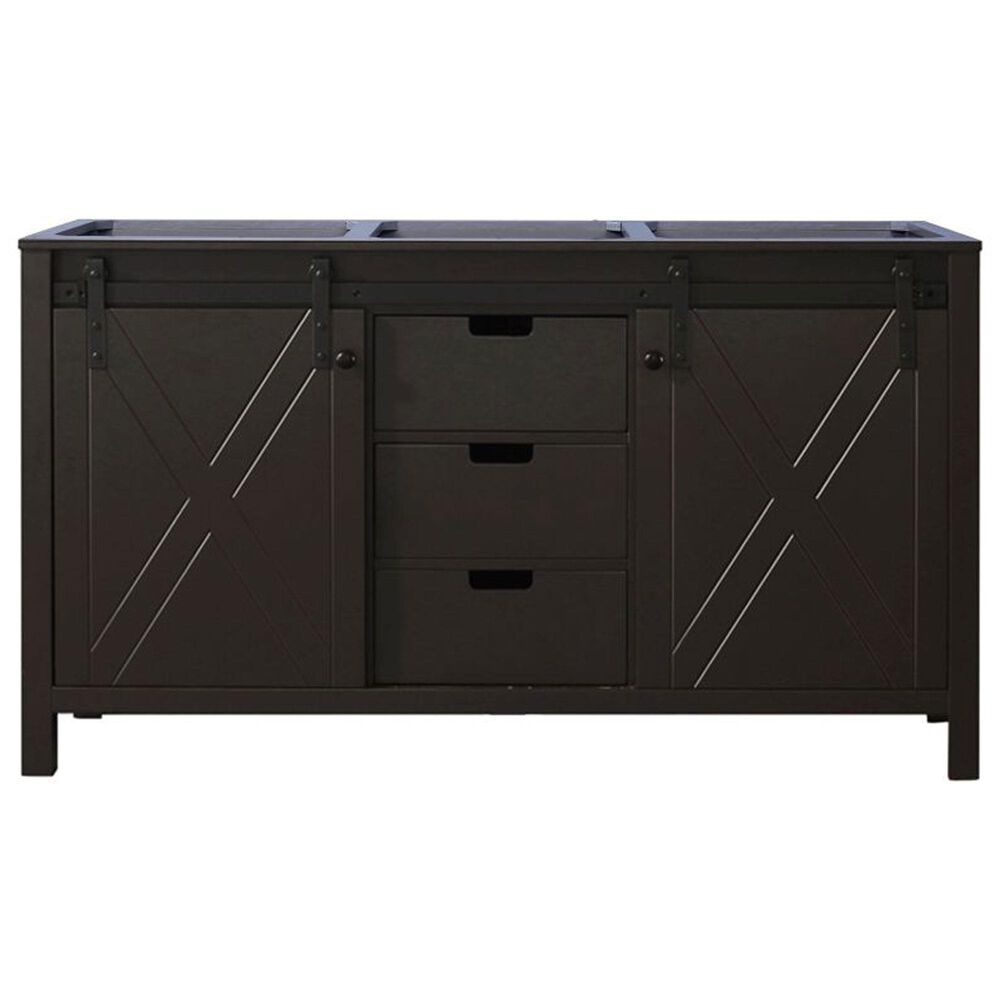 Lexora Home Marsyas 60" Double Bathroom Vanity in Brown with White Quartz Top and Rectangular Sinks, , large