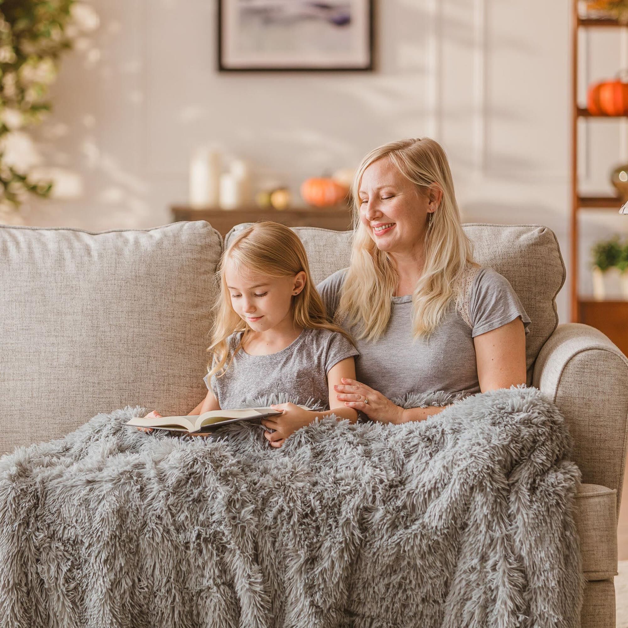 50 x 65 Faux Long Fur Throw Blanket in Gray NFM