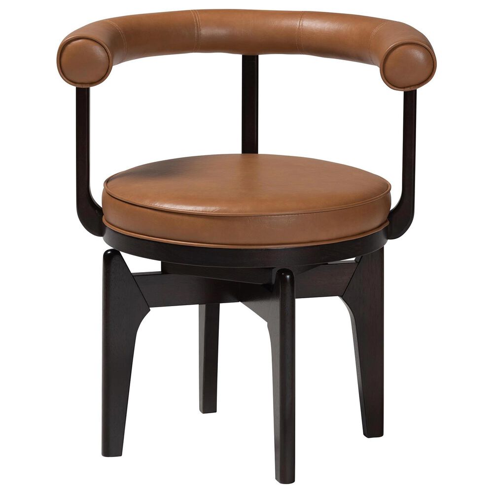 Baxton Studio Delacruz Swivel Arm Chair in Black, , large