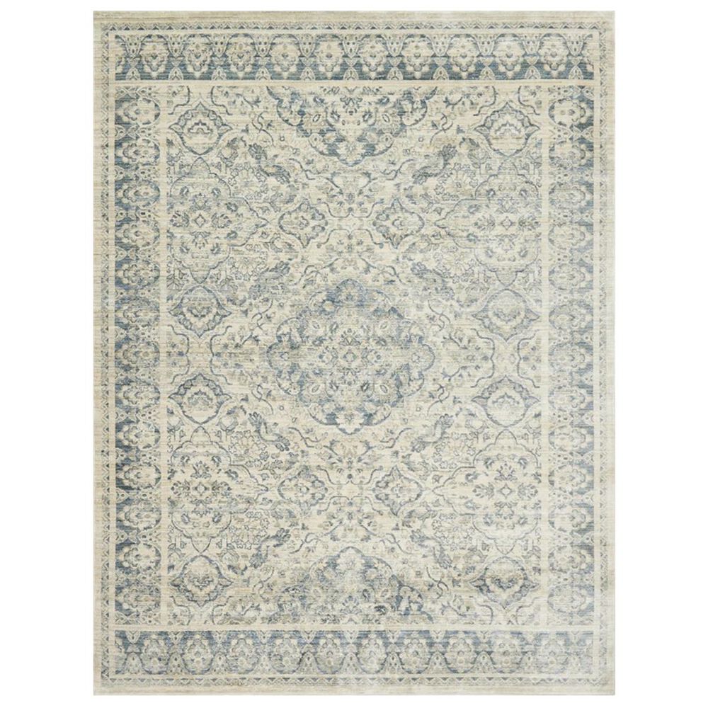 ED Ellen DeGeneres Crafted by Loloi Trousdale TX-02 5"7" Round Ivory and Blue Area Rug, , large