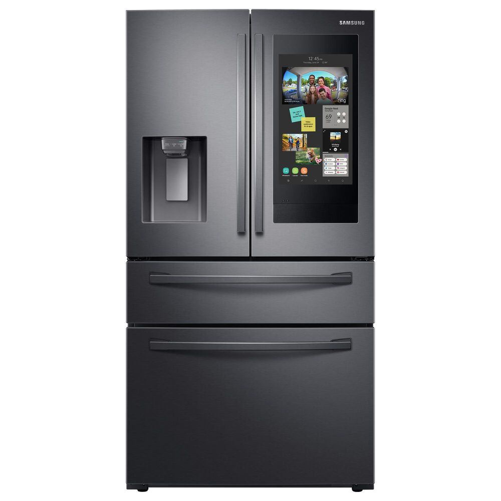 Samsung 28 Cu. Ft. 4-Door French Door Refrigerator with Touch Screen Family Hub in Fingerprint Resistant Black Stainless Steel , Black Stainless Steel, large