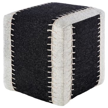 Surya Niko Pouf in Black/White/Ivory, , large