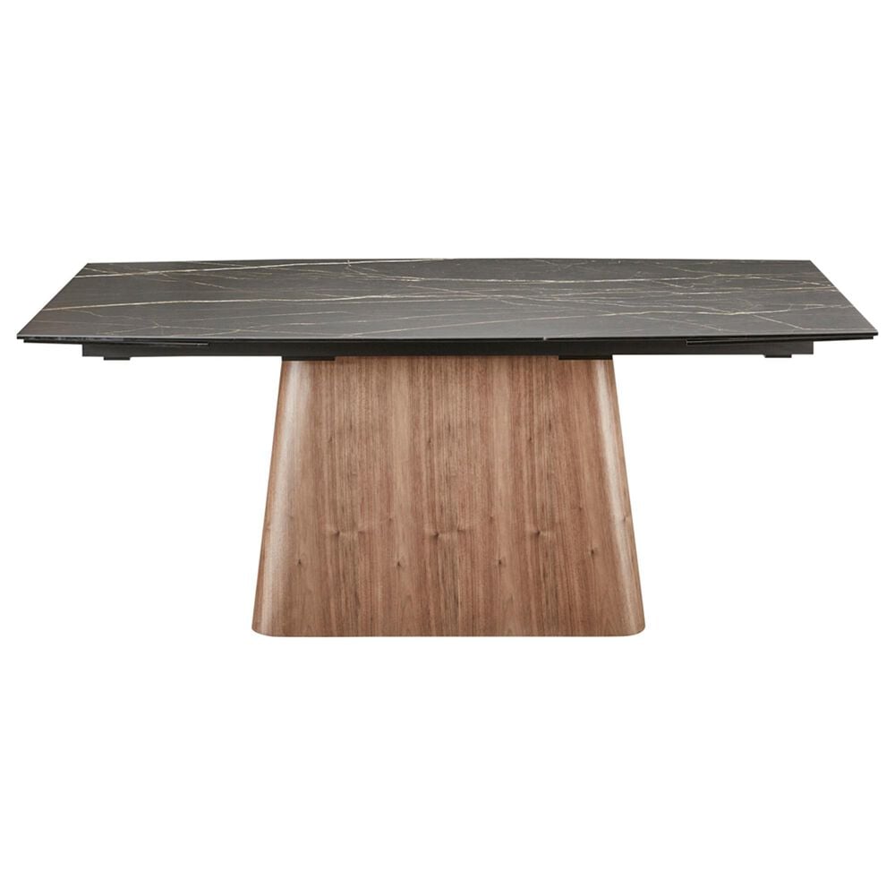 CASABIANCA HOME Totem Manual Dining Table with Walnut Base and Black Marbled Porcelain , , large