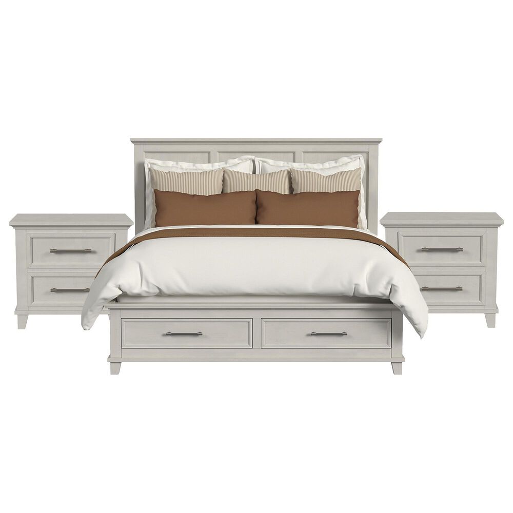 Mayberry Hill Canterbury Queen Storage Bed with Two Nightstands in Ivory, , large