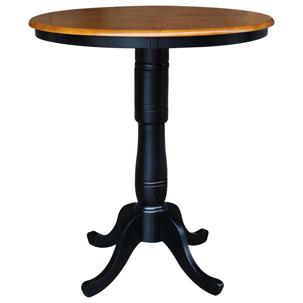 International Concepts Modern Farmhouse 36" Pedestal Round Table in Black and Cherry, , large