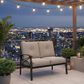 Hearth and Haven Outdoor Loveseat with Light Khaki Metal Frame in Beige, , large