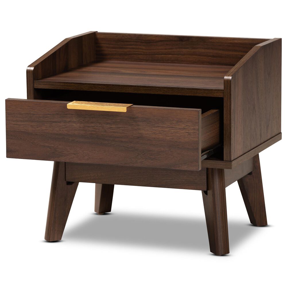Baxton Studio Lena 1-Drawer Nightstand in Walnut Brown, , large