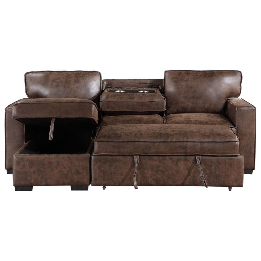Global Furniture USA Reversible Pull-Out Sofa Bed with Chaise in Coffee, , large