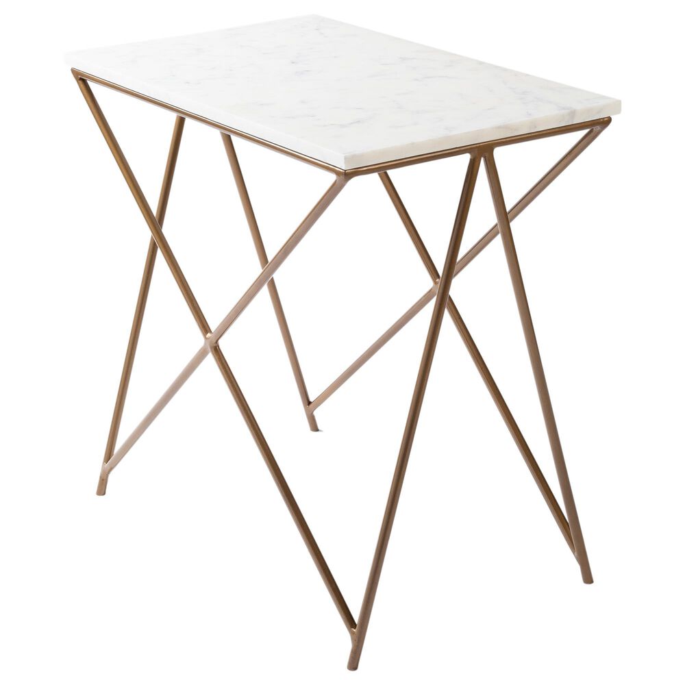 Surya Norah End Table in White Marble and Gold, , large