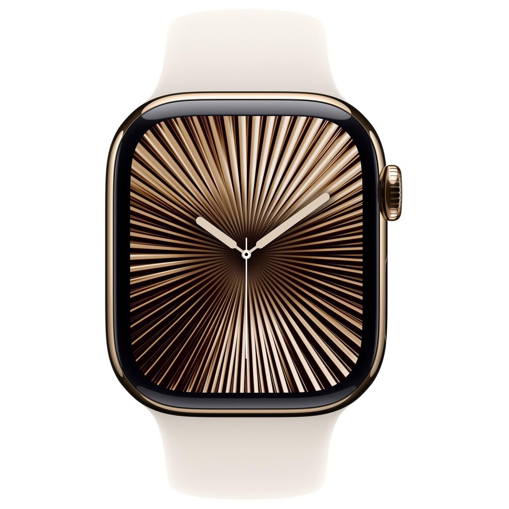 Apple Watch Series 10 GPS + Cellular 42mm Gold Titanium Case with Starlight Sport Band - M/L, , large