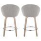 LumiSource Matisse 26" Swivel Counter Stool with Grey Fabric Upholstery in Whitewashed and Chrome (Set of 2), , large