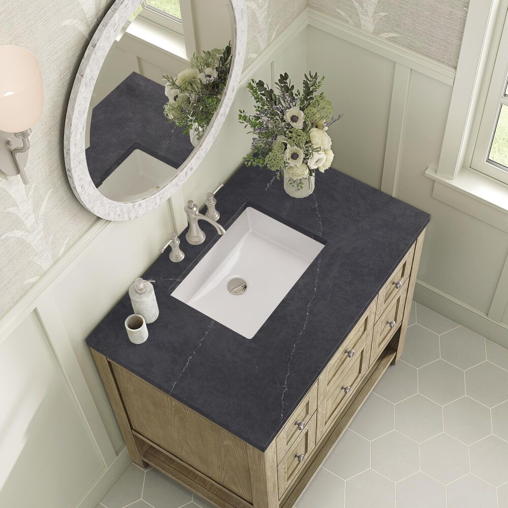 James Martin Vanities Breckenridge 36&quot; Single Vanity in Whitewashed Oak with 3 cm Charcoal Soapstone Quartz Top, , large