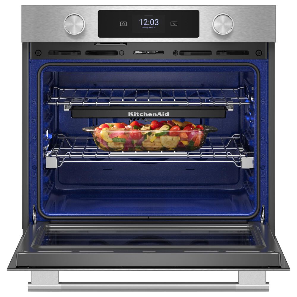 KitchenAid 2-Piece Kitchen Package with PrintShield Stainless Steel 30" Smart Single Wall Oven and Black 30" Electric Cooktop, , large