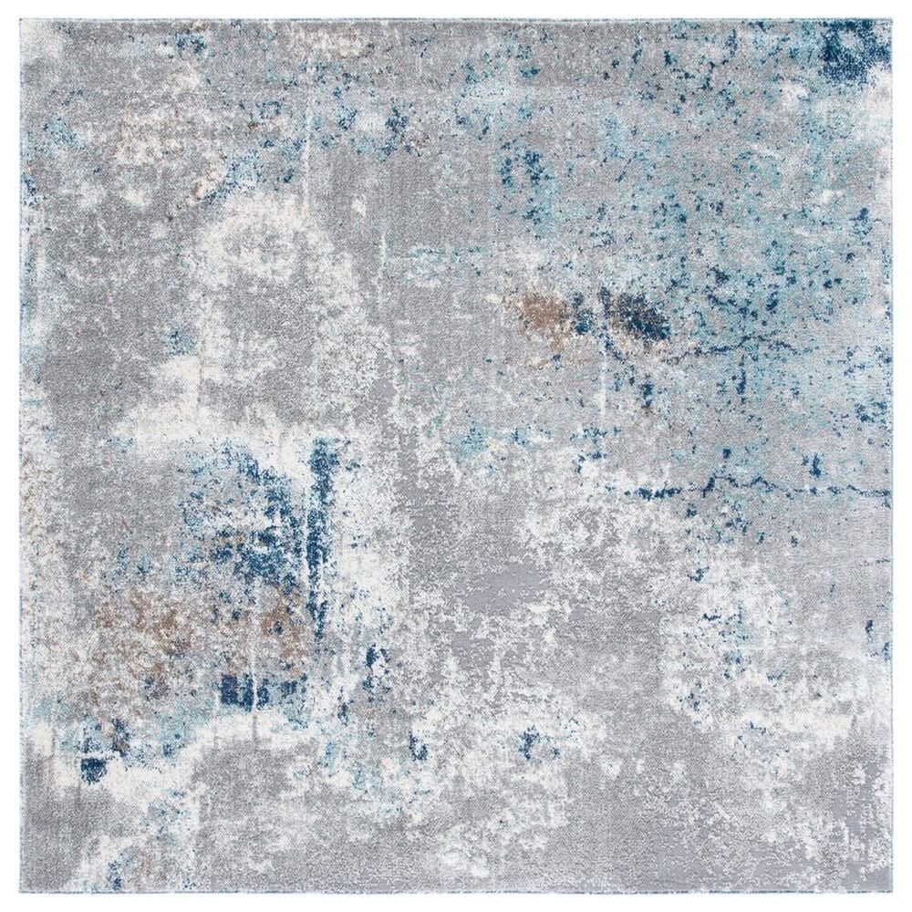 Safavieh Aston 6"7" Square Grey and Blue Area Rug, , large