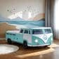 Furniture of America Peace Bus Twin Bed in Teal with LED Lights and Sound Effects, , large