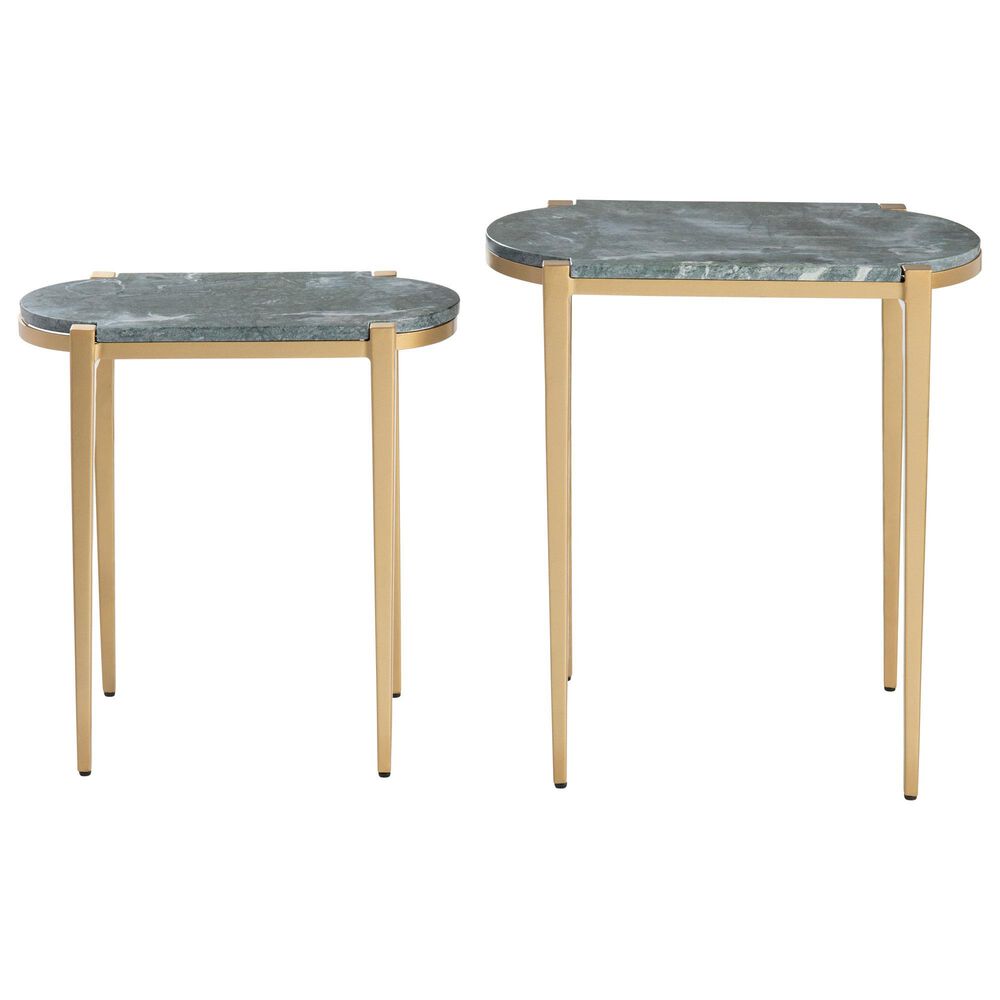 Crestview Collection Beckham Nested Accent Tables in Gold and Dark Green &#40;Set of 2&#41;, , large