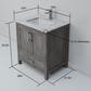 Lexora Home Jacques 30" Single Bathroom Vanity in Distressed Grey with 2 cm White Carrara Marble Top and Rectangular Sink, , large