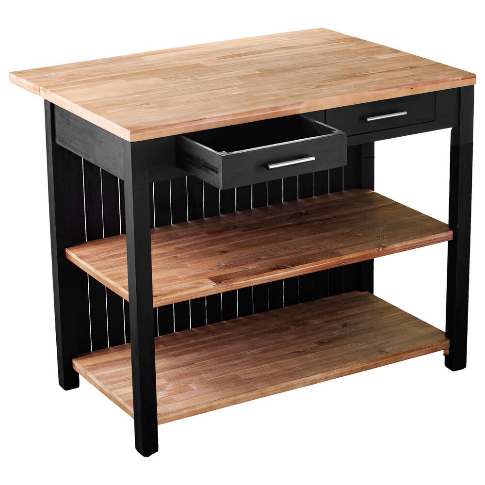 Southern Enterprises Berinsly 3-Piece Expandable Freestanding Kitchen Island Set in Black and Natural, , large