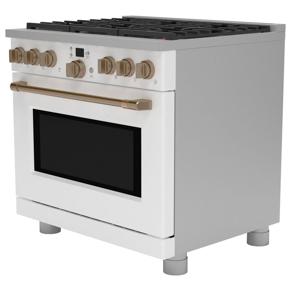 Cafe 6.2 Cu. Ft. Freestanding Natural Gas Range in Matte White and Brushed Bronze, , large