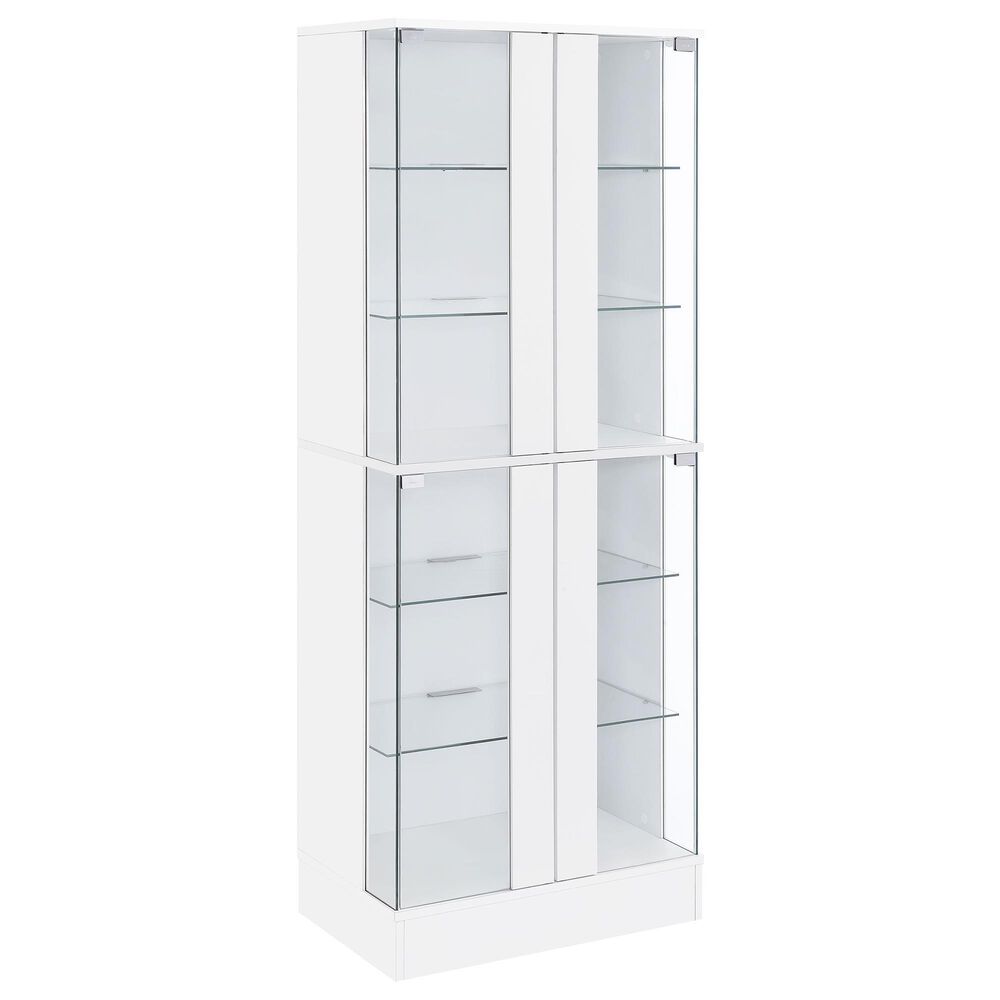 Pacific Landing Cabra Display Case Curio Cabinet in White High Gloss and Clear, , large