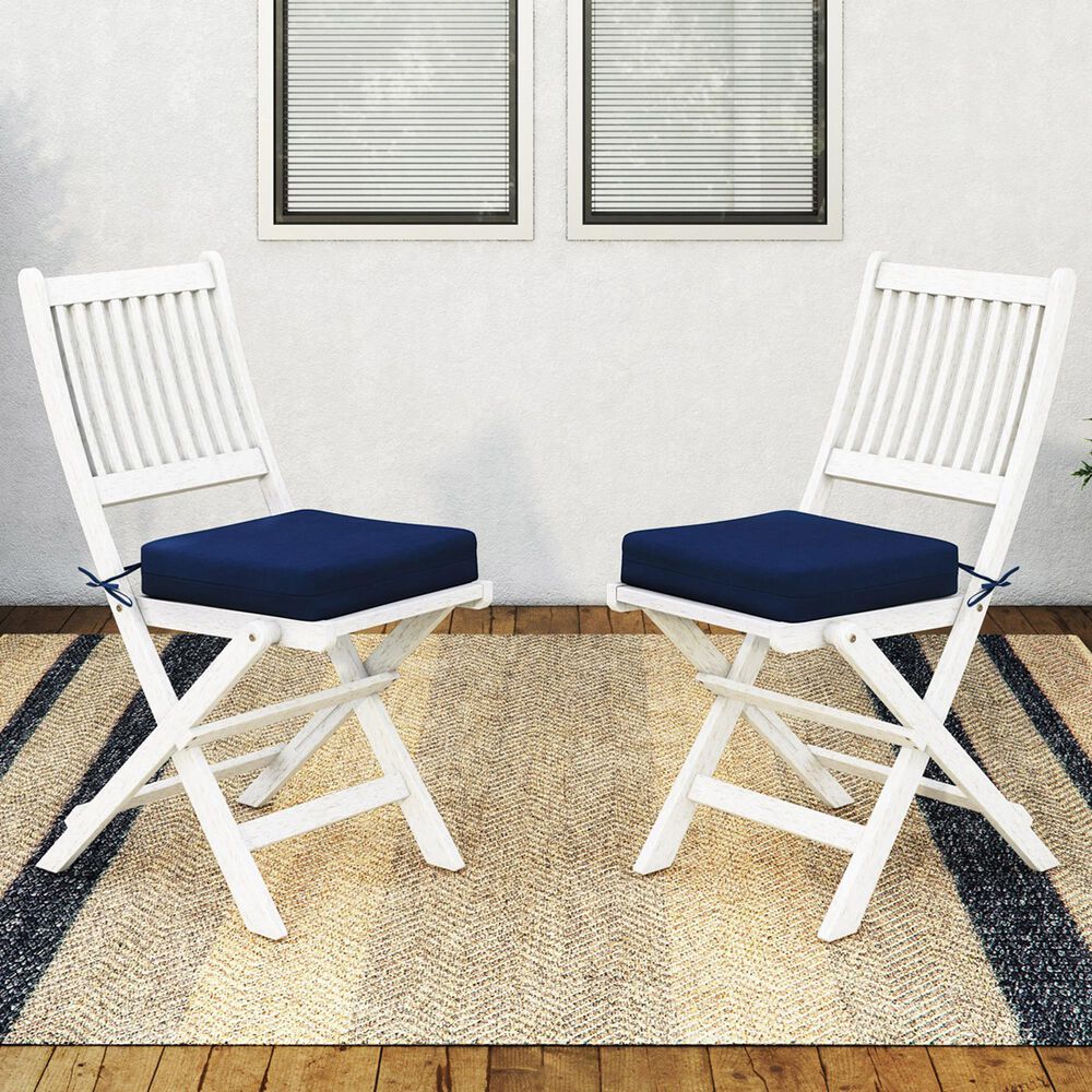 CorLiving Miramar Patio Folding Chair in White/Navy Blue &#40;Set of 2&#41;, , large