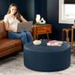 Jaxx Candler Faux Leather Ottoman in Oxford Blue, , large