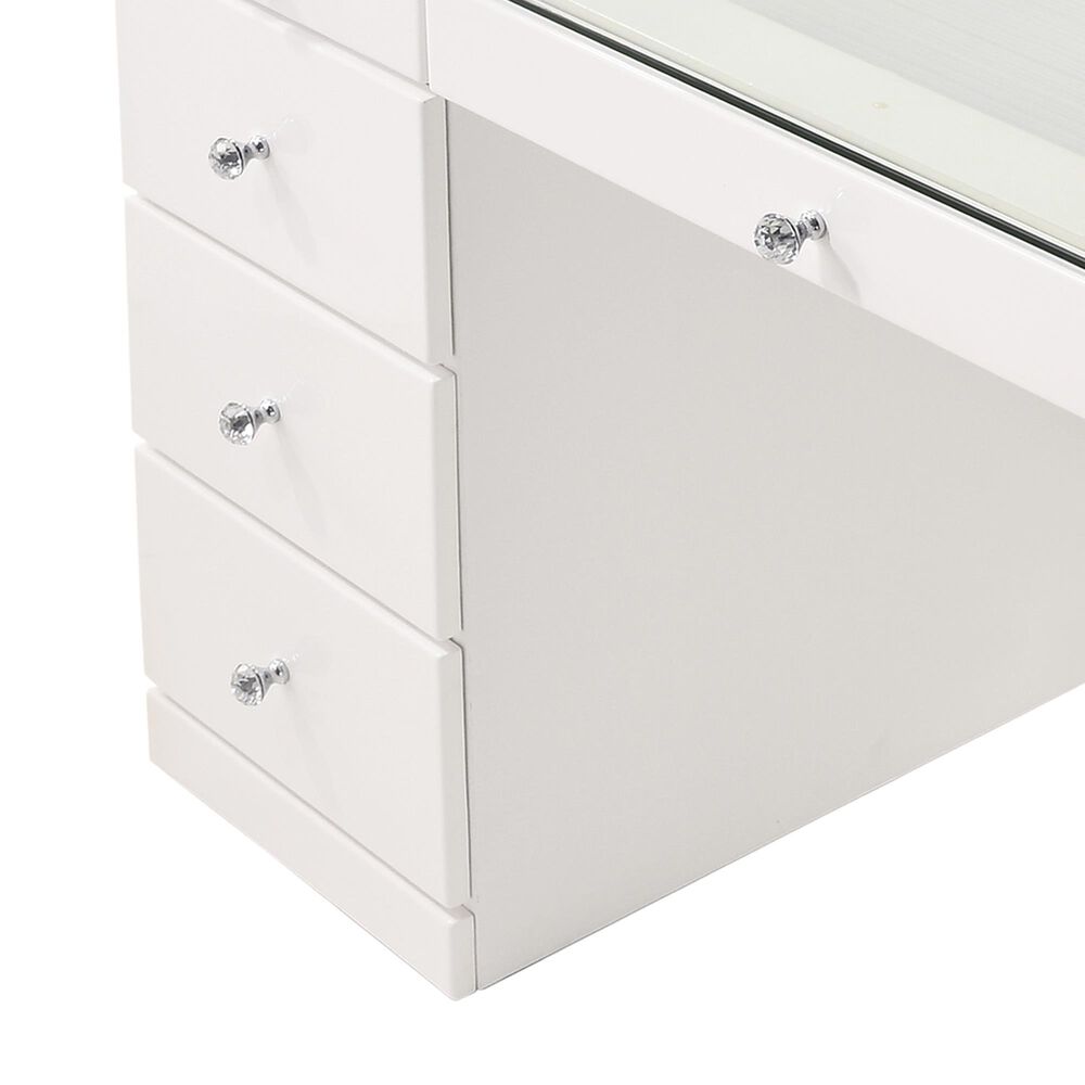 Crown Mark Avery Vanity Set with Stool in White, , large