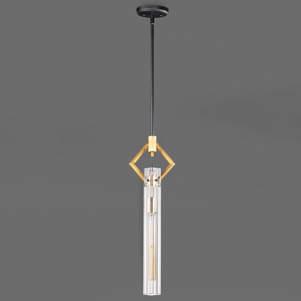 Maxim Lighting Flambeau 1-Light Mini Pendant in Black and Antique Brass, , large
