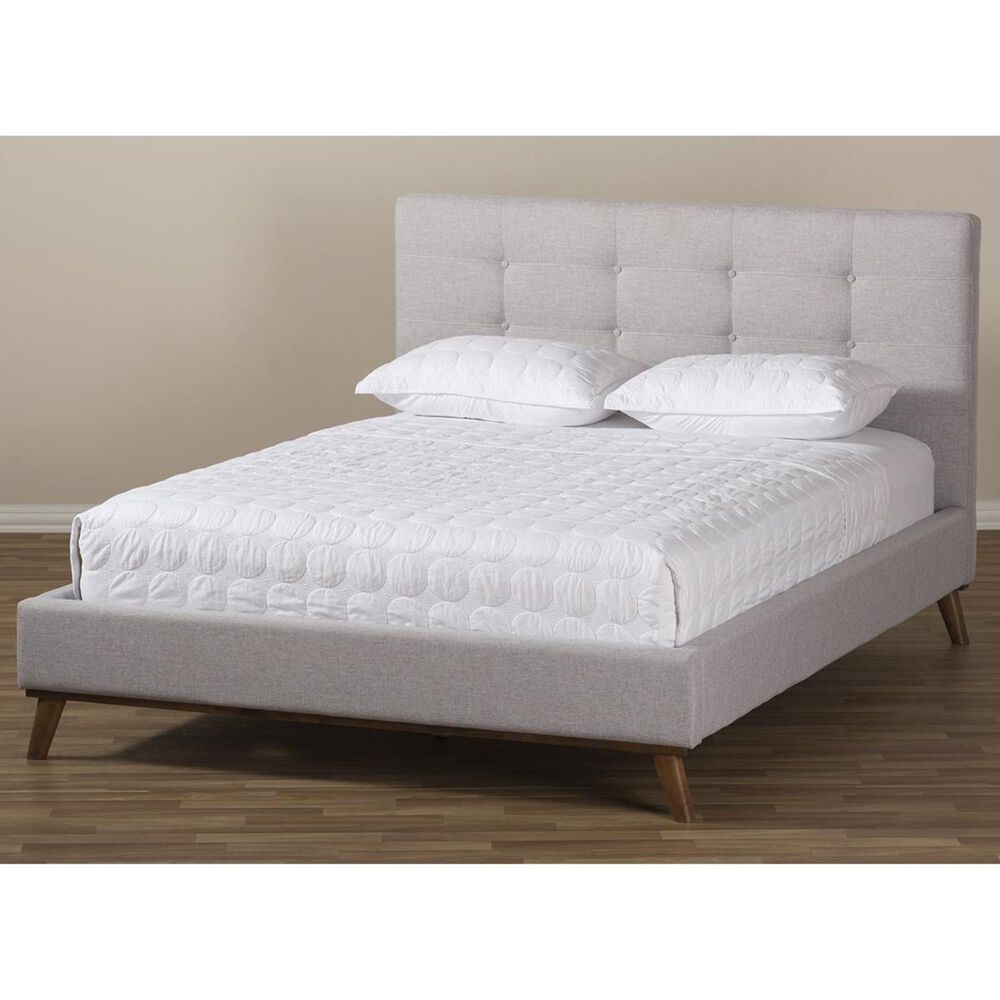 Baxton Studio Valencia Queen Platform Bed in Greyish Beige, , large