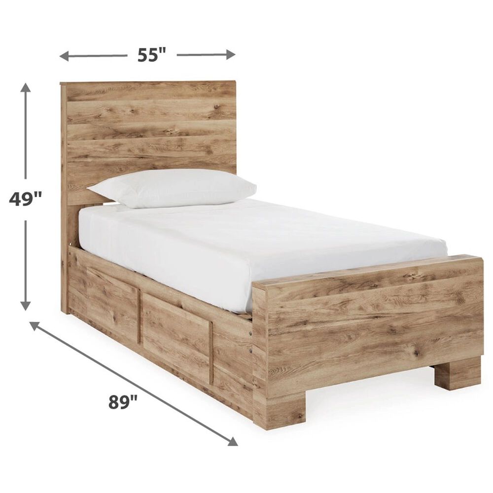 Ashley Hyanna Twin Panel Bed with 1 Side Storage in Tan Brown, , large